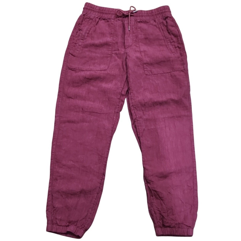 Athleta Retreat Linen Jogger Pull On Easy Burgundy Coastal Beach Airy 4 Small